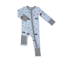 Big Red Barn Blue 2-Way Zipper Romper