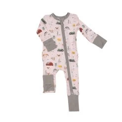 Big Red Barn Pink Ruffle 2-Way Zipper Romper