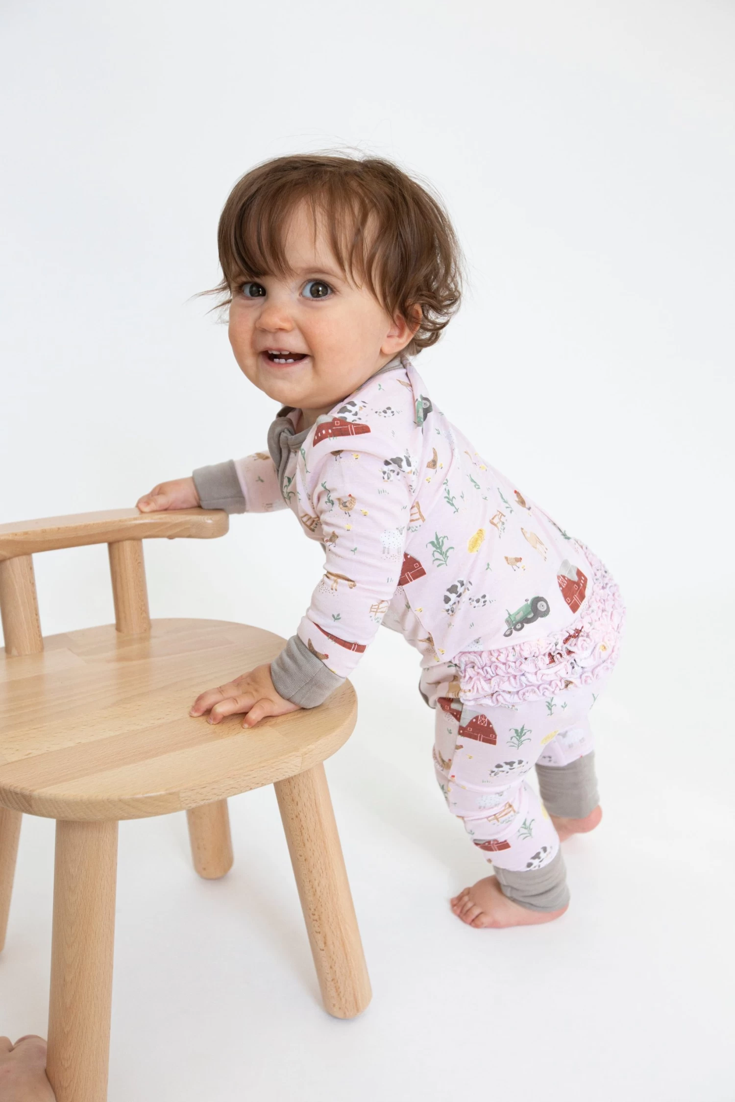 Big Red Barn Pink Ruffle 2-Way Zipper Romper 5 Big Red Barn Pink Ruffle 2-Way Zipper Romper - Image 3