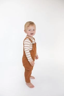 French Stripe Cashew Ribbed Long Sleeve Bodysuit -Baby Product Shop 147F3RCS F23 LIFESTYLE 2