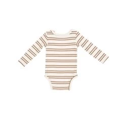 French Stripe Cashew Ribbed Long Sleeve Bodysuit -Baby Product Shop 147F3RCS V2