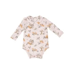 Baby Foxes Pink Peter Pan Collar Long Sleeve Bodysuit