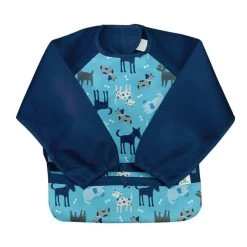 Green Sprouts Snap + Go® Easy-wear Long Sleeve Bib Aqua Dogs