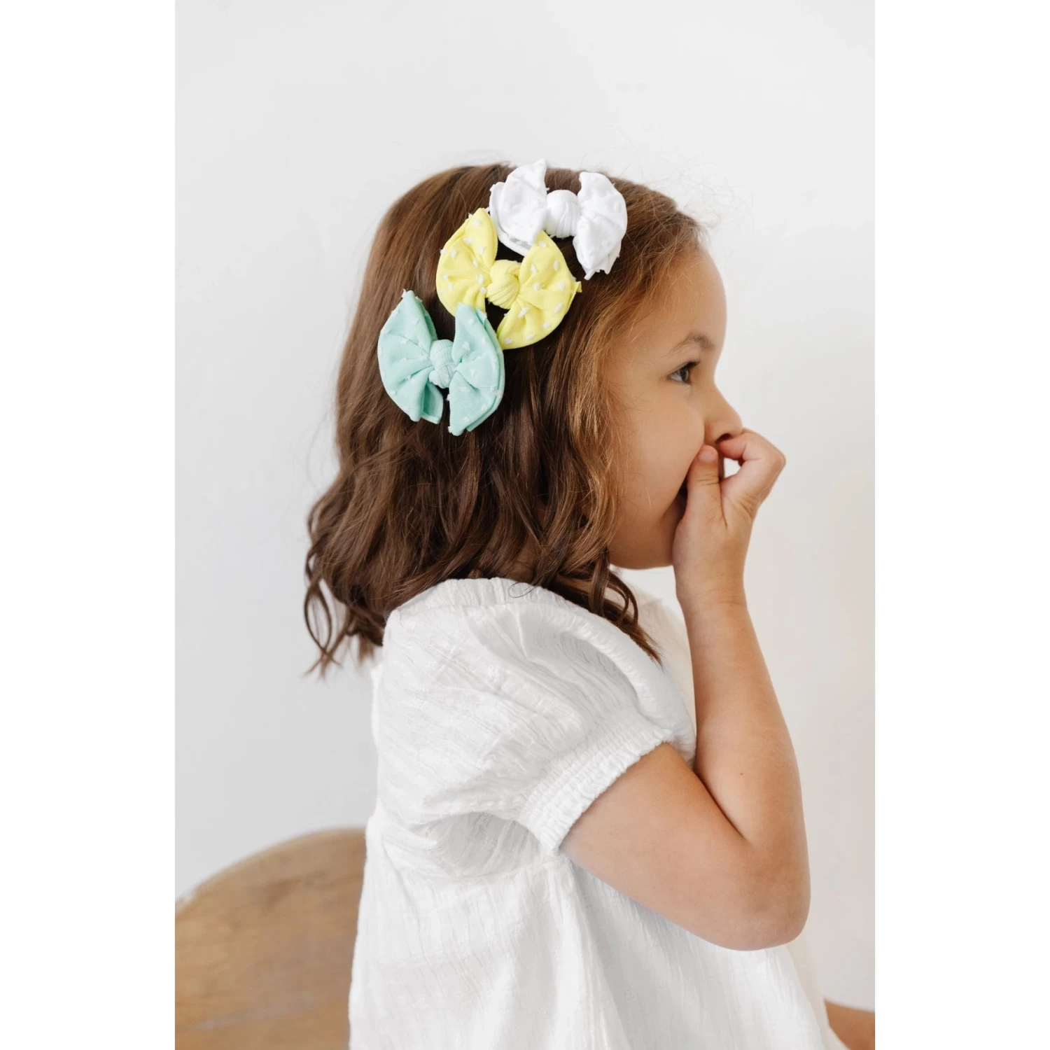 2PK Baby Shab Clips: Oatmeal Dot 4 2PK Baby Shab Clips: Oatmeal Dot - Image 2