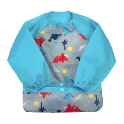 Green Sprouts Snap + Go® Easy-wear Long Sleeve Bib Aqua Dinosaur