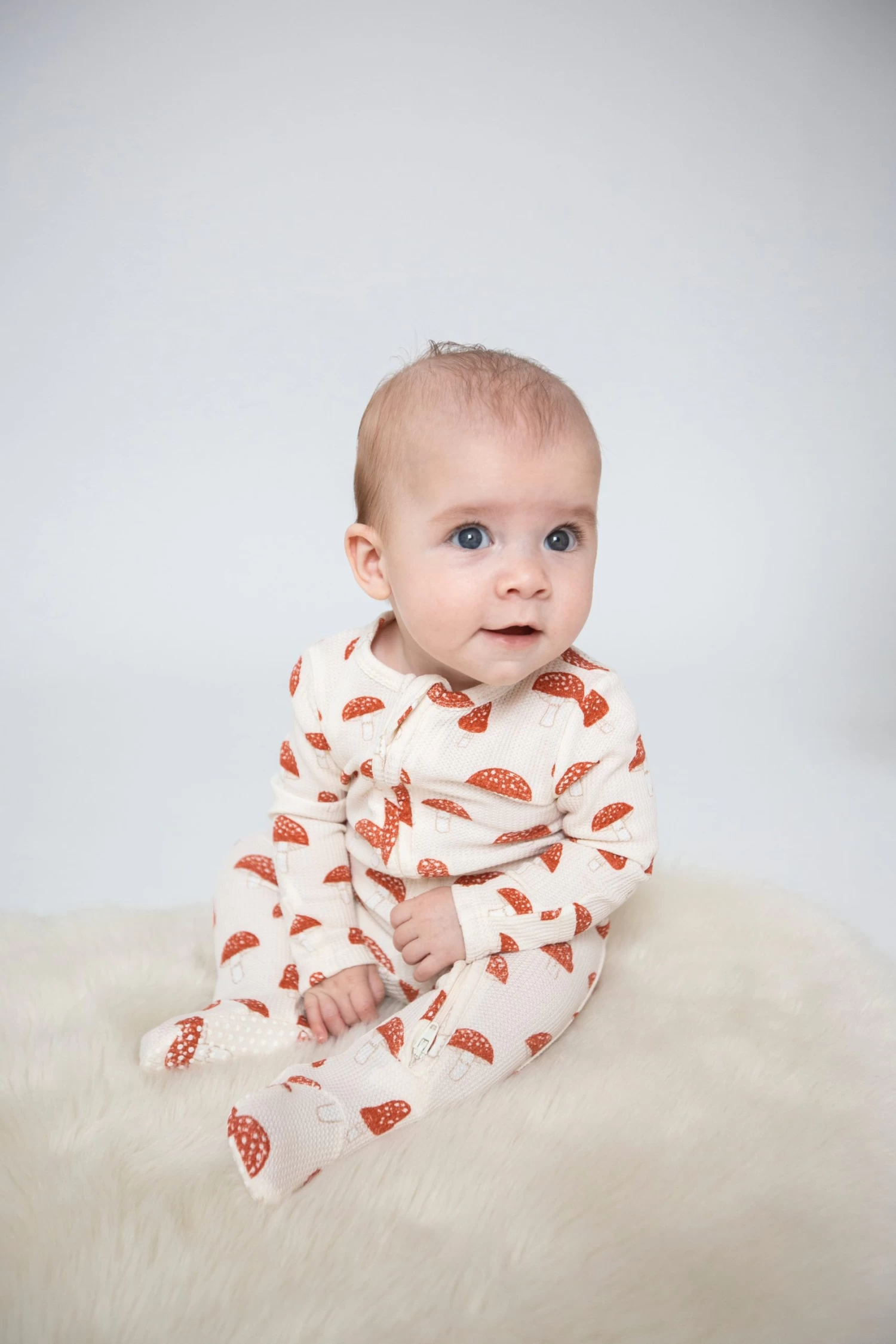 Sketchy Mushrooms Waffle 2-Way Zipper Footie 4 Sketchy Mushrooms Waffle 2-Way Zipper Footie - Image 2