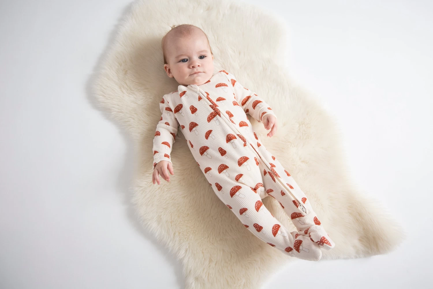 Sketchy Mushrooms Waffle 2-Way Zipper Footie 5 Sketchy Mushrooms Waffle 2-Way Zipper Footie - Image 3