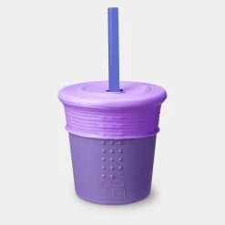 8oz Silicone Straw Cup - Purple