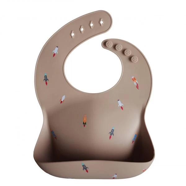 Mushie Silicone Baby Bib (Rocket Ship) 3 Mushie Silicone Baby Bib (Rocket Ship)