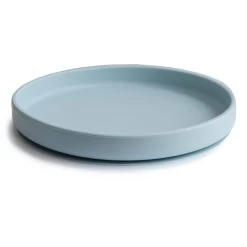 Mushie Classic Silicone Suction Plate (Powder Blue) -Baby Product Shop Powder Blue Silicone Plate Side scaled 1