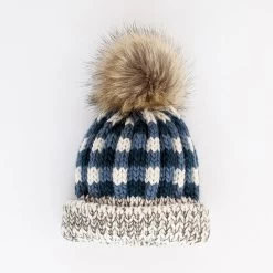 Atlantic Buffalo Check Pom Pom Knit Beanie Hat