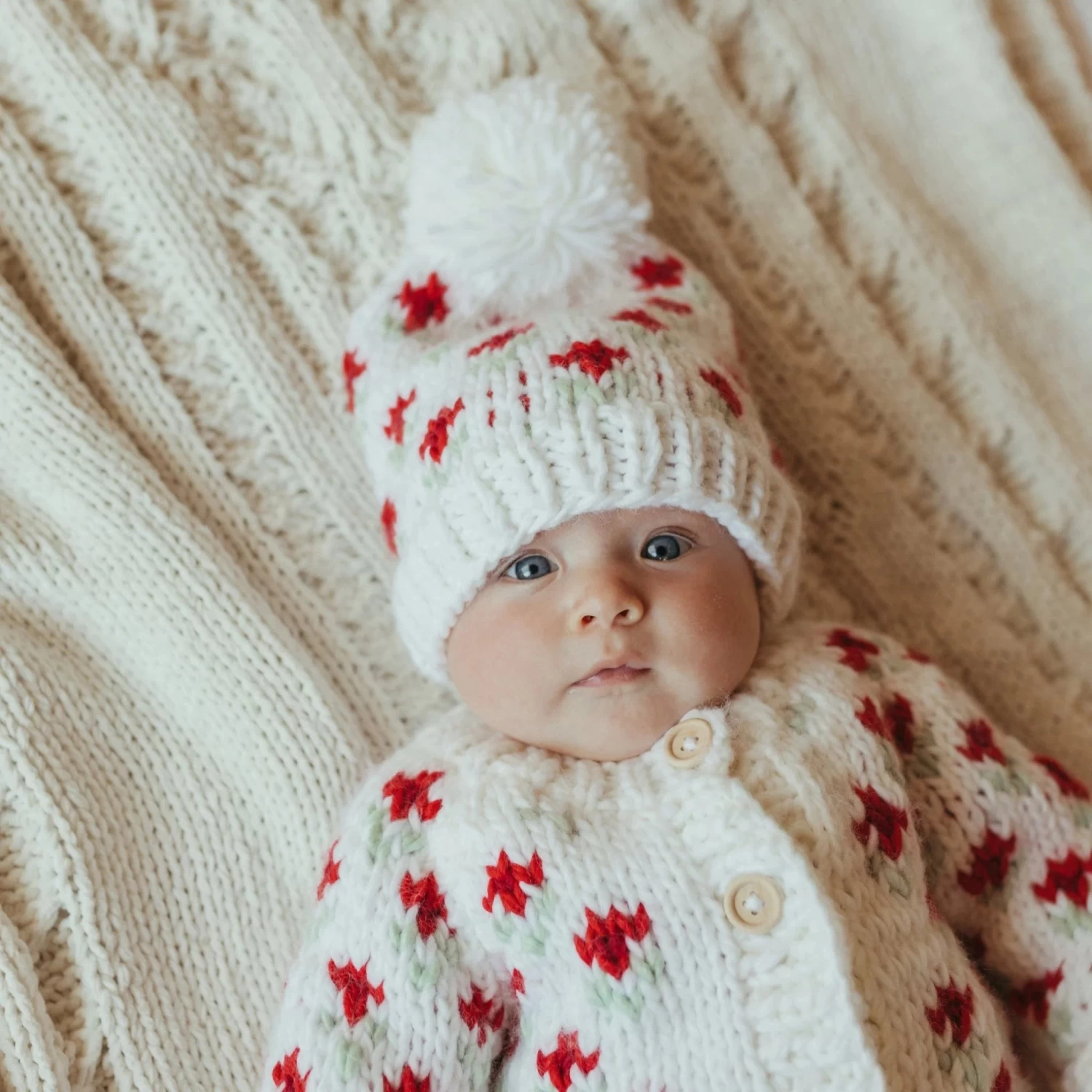 Bitty Blooms Holiday Knit Beanie Hat 3 Bitty Blooms Holiday Knit Beanie Hat - Image 2
