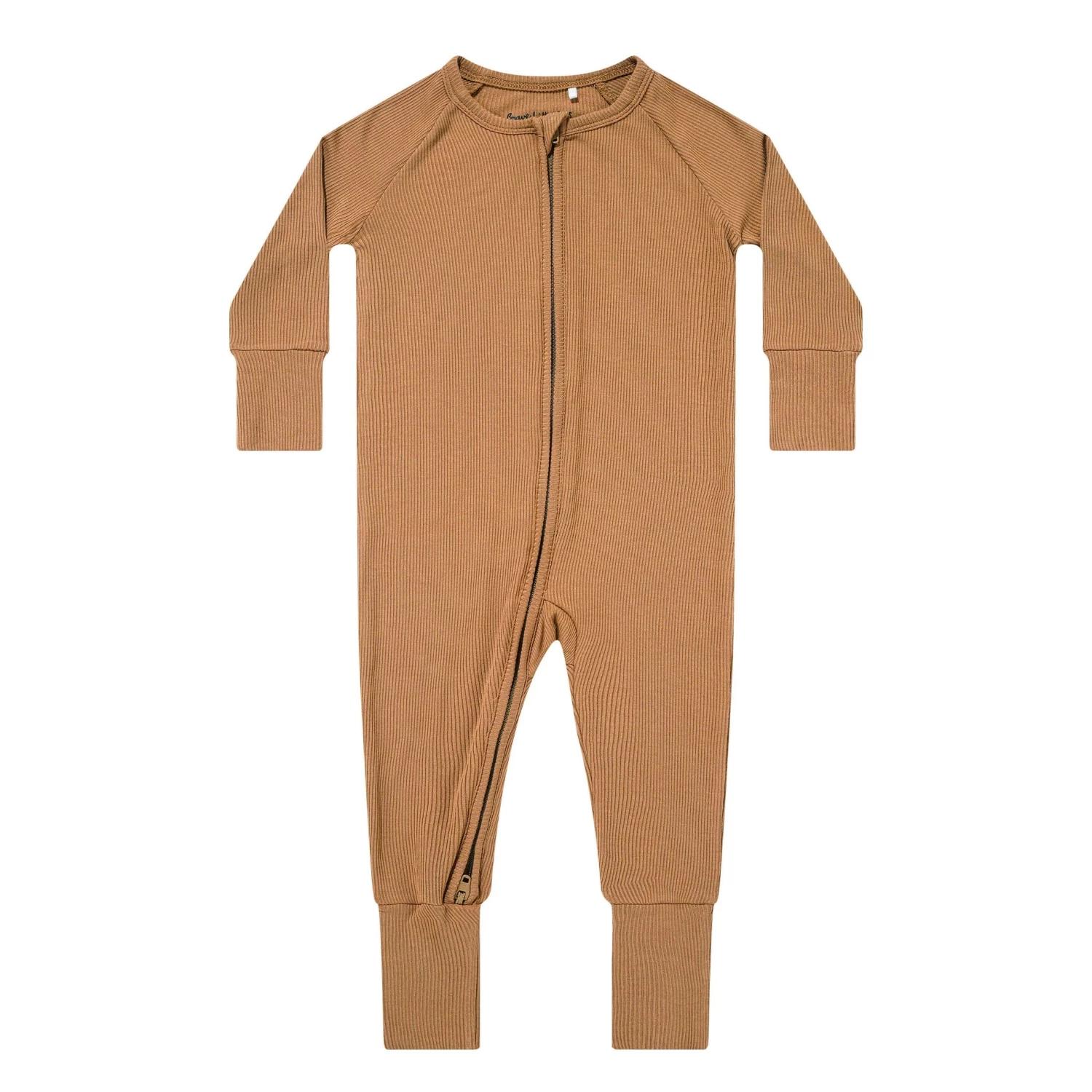 Camel Small Ribbed Zip Romper 3 Camel Small Ribbed Zip Romper