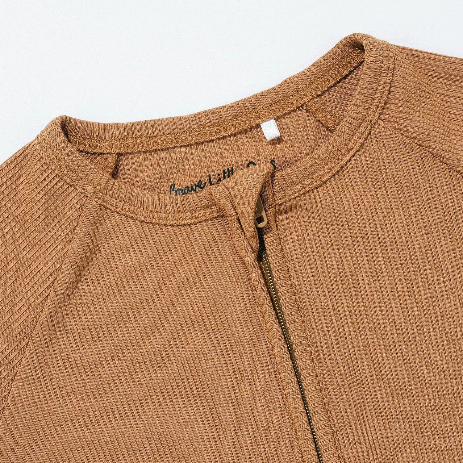 Camel Small Ribbed Zip Romper 4 Camel Small Ribbed Zip Romper - Image 2