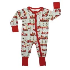 Christmas Train Bamboo Baby Convertible Romper Pajamas