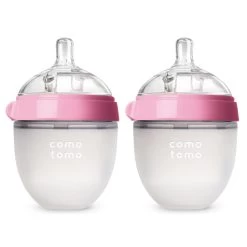Comotomo Baby Bottle, Double Pack - 5 Oz - Pink