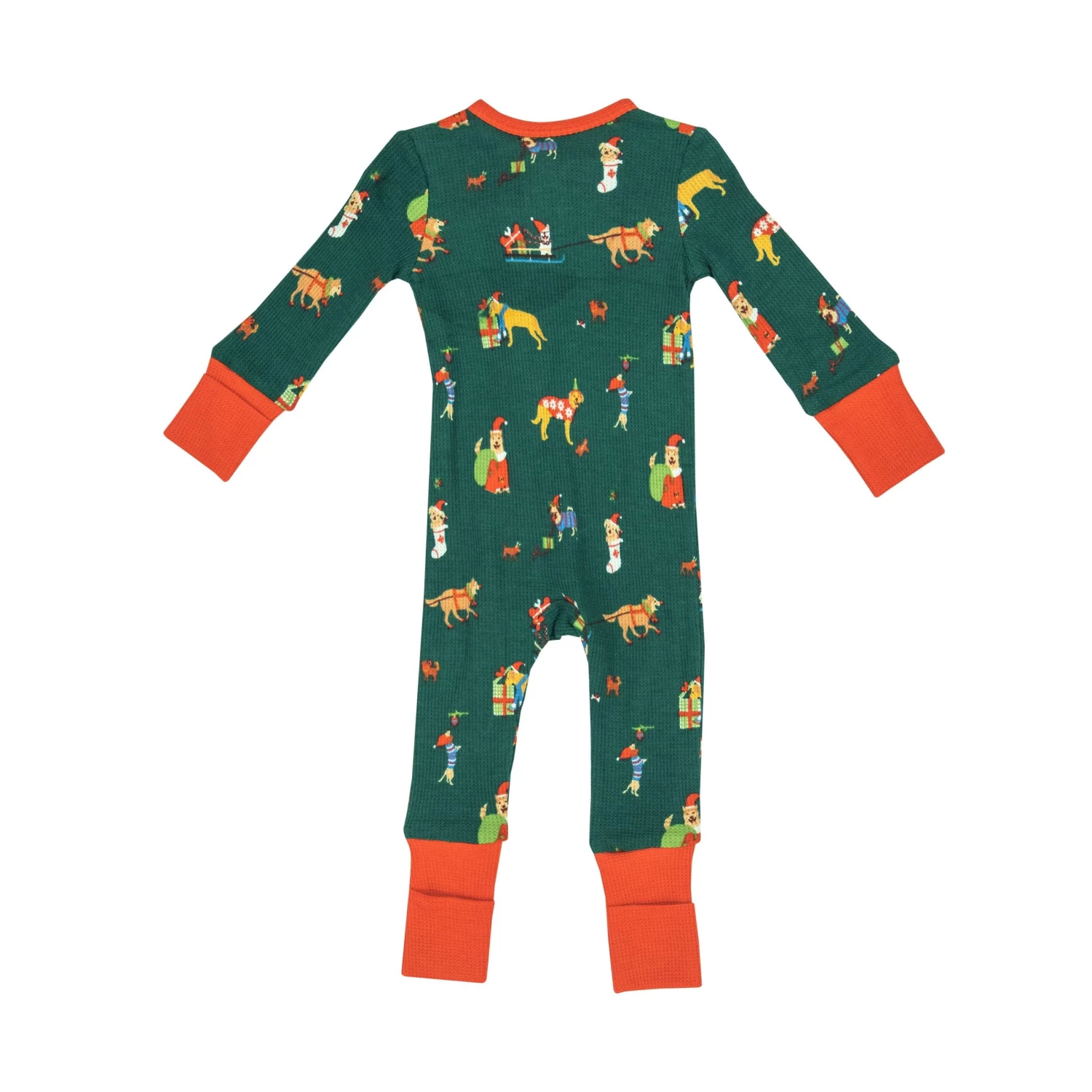 Doggie Christmas Waffle 2-Way Zipper Romper 4 Doggie Christmas Waffle 2-Way Zipper Romper - Image 2