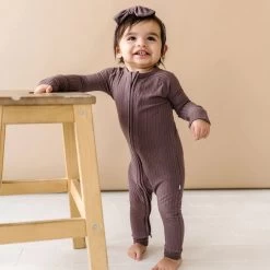 Eggplant Ribbed Zip Romper -Baby Product Shop eggplant ribbed zip romper brave little ones lil tulips 30298984382582