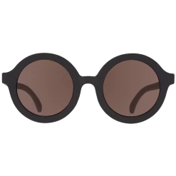 Euro Round Jet Black Sunglasses With Amber Lens