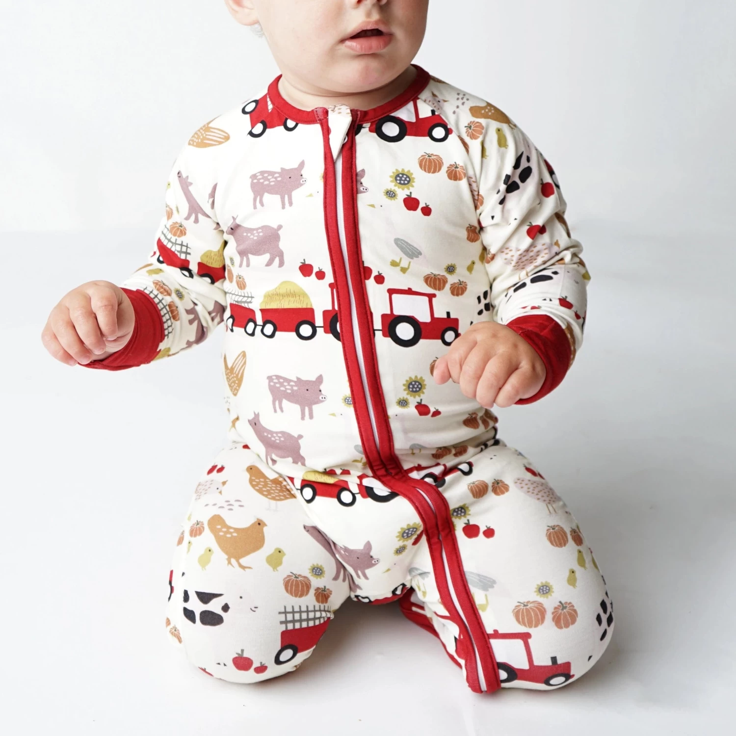 Farm Friends Animals Bamboo Baby Convertible Footie Pajama 5 Farm Friends Animals Bamboo Baby Convertible Footie Pajama - Image 3