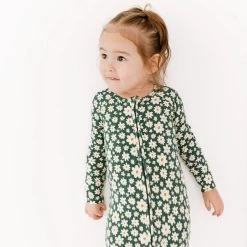 Green Floral Ribbed Zip Romper -Baby Product Shop green floral ribbed zip romper brave little ones lil tulips 31062797942902