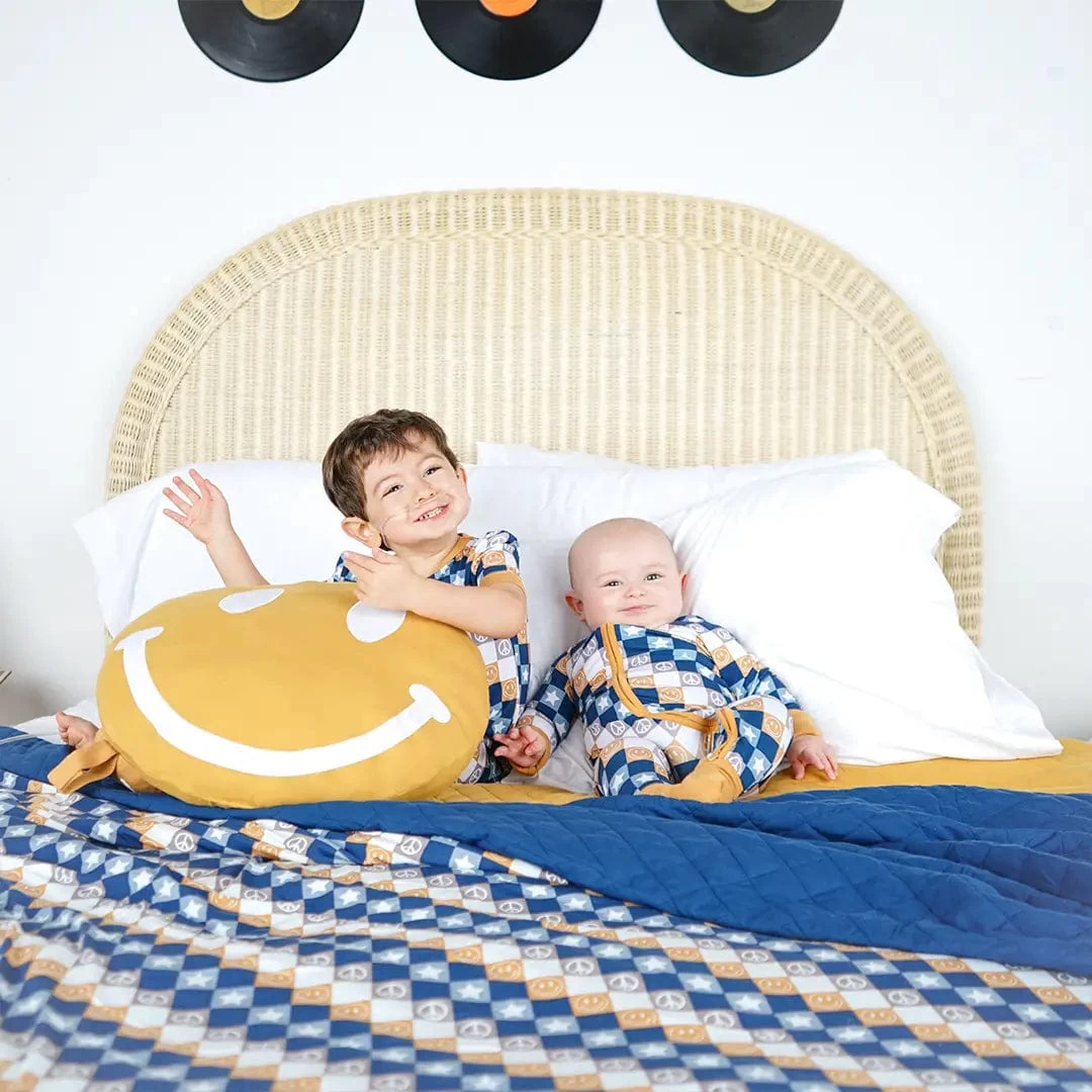 Happy Daze Blue Bamboo Convertible Romper Pajamas 4 Happy Daze Blue Bamboo Convertible Romper Pajamas - Image 2