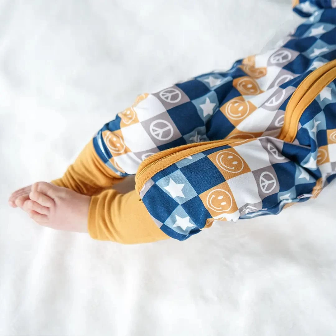 Happy Daze Blue Bamboo Convertible Romper Pajamas 6 Happy Daze Blue Bamboo Convertible Romper Pajamas - Image 4