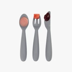Ezpz Happy Utensils - Gray -Baby Product Shop happy utensils gray ezpz lil tulips 29847993319542