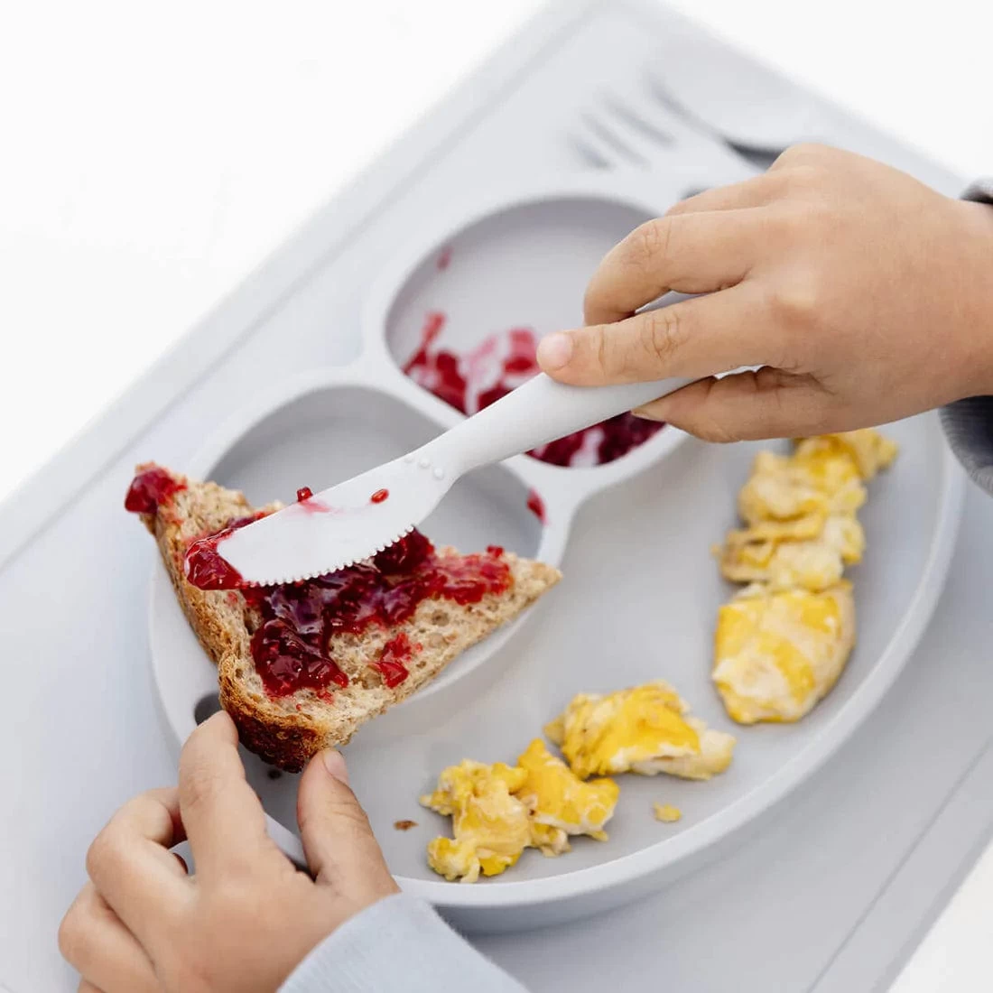 Ezpz Happy Utensils - Pewter 4 Ezpz Happy Utensils - Pewter - Image 2