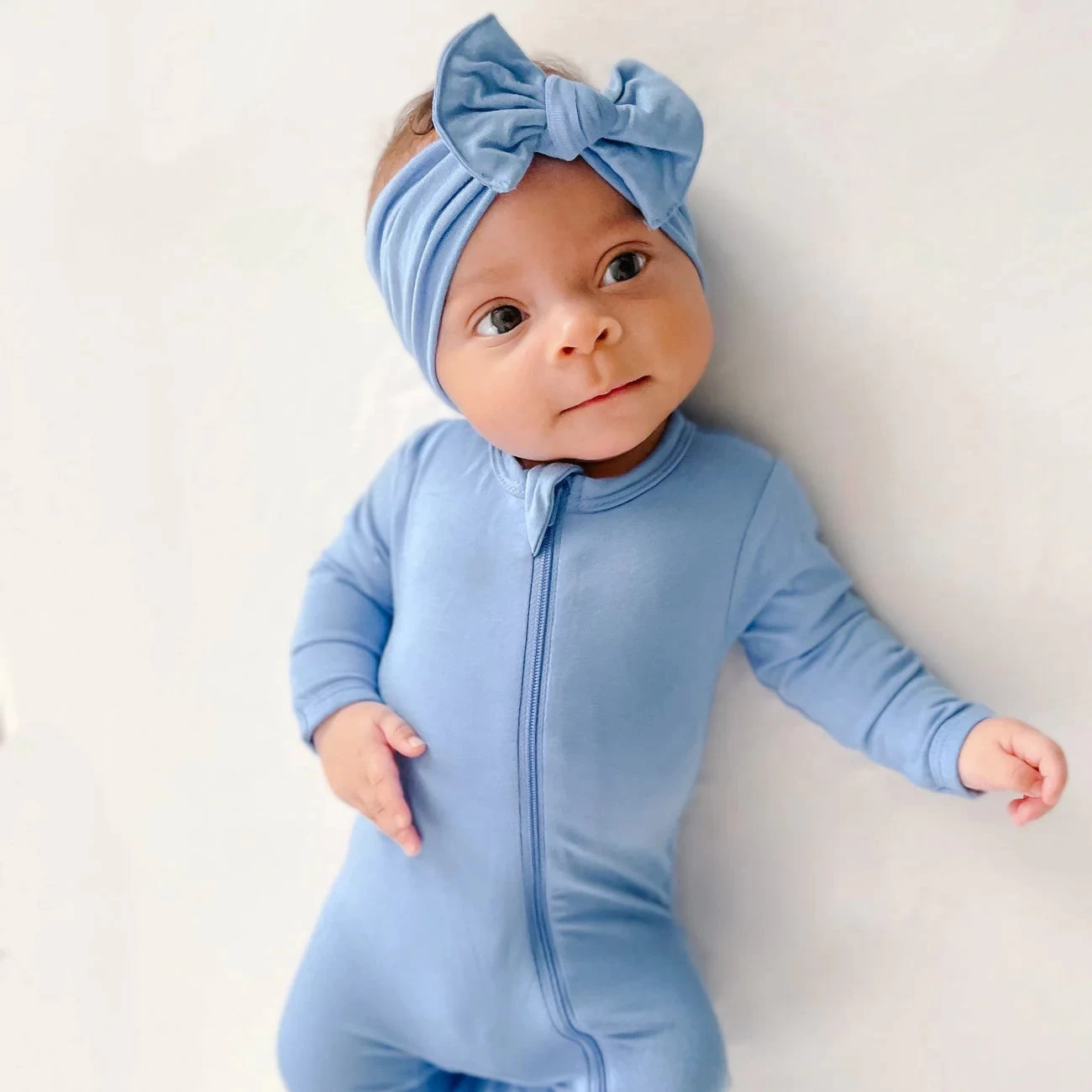 Zippered Footie In Periwinkle 4 Zippered Footie In Periwinkle - Image 2