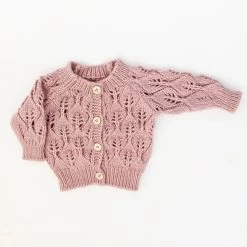 Rosy Leaf Lace Cardigan Sweater