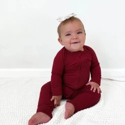 Maroon Small Ribbed Zip Romper -Baby Product Shop maroon small ribbed zip romper brave little ones lil tulips 30893687308406