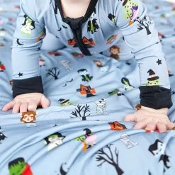 Monster Party Halloween Bamboo Convertible Romper Pajamas -Baby Product Shop monster party halloween bamboo convertible romper pajamas emerson and friends baby toddler clothing lil tulips 30754335129718