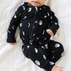 Moon Phases Ribbed Zip Romper -Baby Product Shop moon phases ribbed zip romper brave little ones lil tulips 29981143826550
