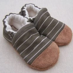 Olive Stripe Organic Slippers
