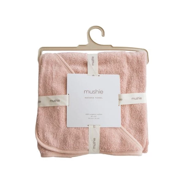Mushie Organic Cotton Baby Hooded Towel (Blush) 5 Mushie Organic Cotton Baby Hooded Towel (Blush) - Image 3