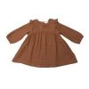 Organic Muslin Caramel Cafe Ruffle Sleeved Dress -Baby Product Shop organic muslin caramel cafe ruffle sleeved dress angel dear baby one pieces lil tulips 29926079299702