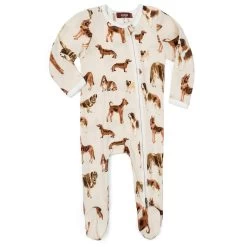 Organic Natural Dog Zipper Footed Romper