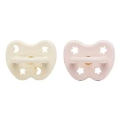 Hevea Powder Pink & Milky White Round Pacifier 2 Pack