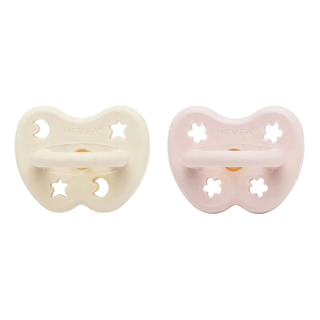 Hevea Powder Pink & Milky White Round Pacifier 2 Pack 3 Hevea Powder Pink & Milky White Round Pacifier 2 Pack
