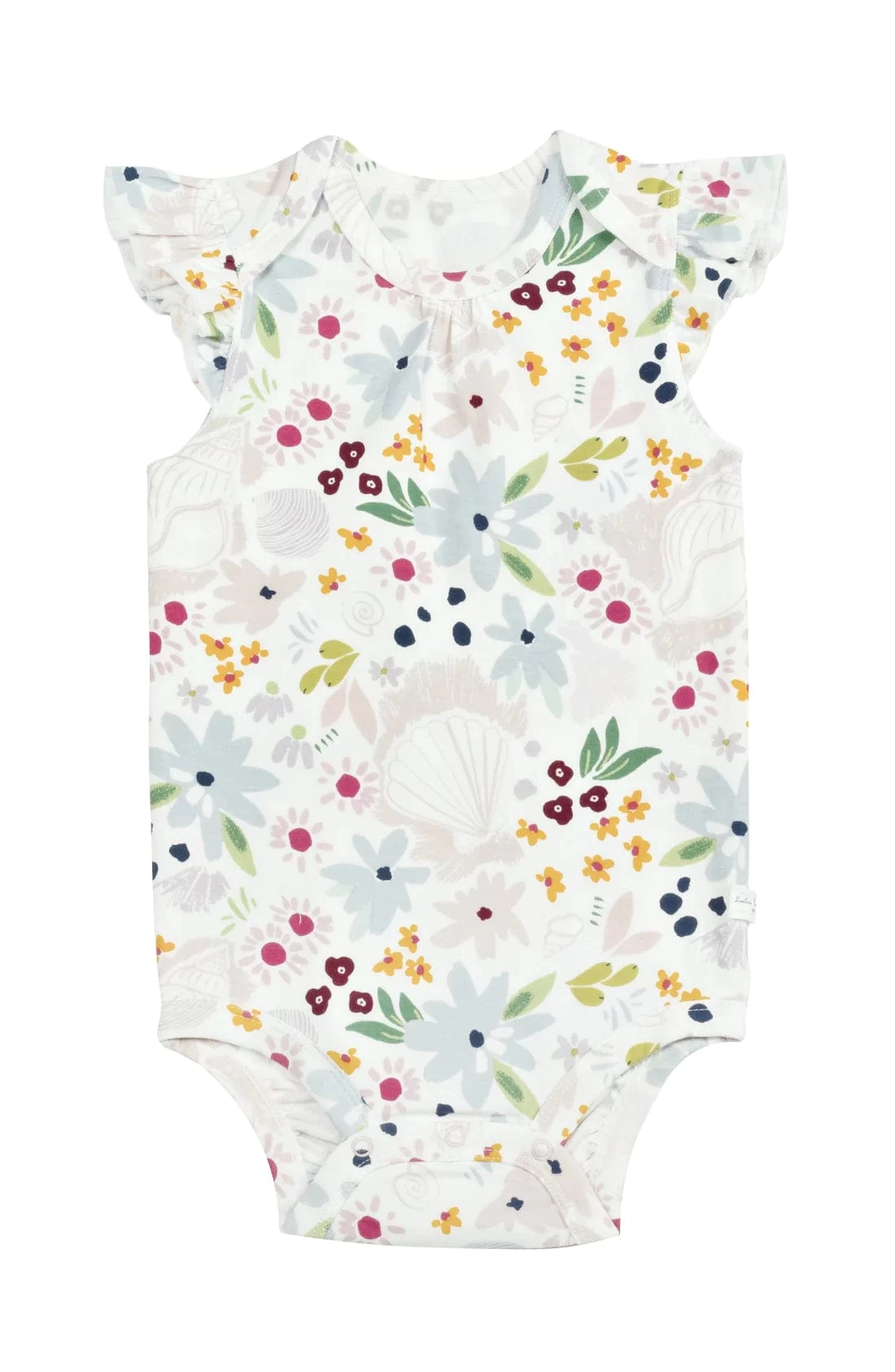 Ruffle Bodysuit - Shell Floral 3 Ruffle Bodysuit - Shell Floral
