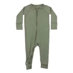 Sage Ribbed Zip Romper