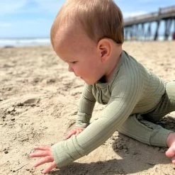 Sage Ribbed Zip Romper -Baby Product Shop sage ribbed zip romper brave little ones lil tulips 30298979041398