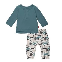 Seas And Greetings Modal Magnetic Long Sleeve Top + Pant Set