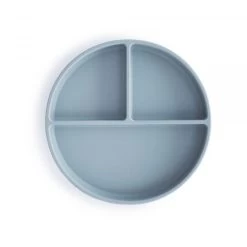 Mushie Divided Silicone Suction Plate (Powder Blue)