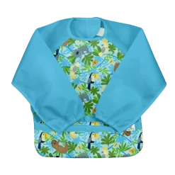 Green Sprouts Snap + Go® Easy-wear Long Sleeve Bib Aqua Sloth Jungle