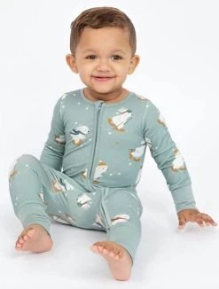 Snow Bunny - Blue Footless Zip Romper