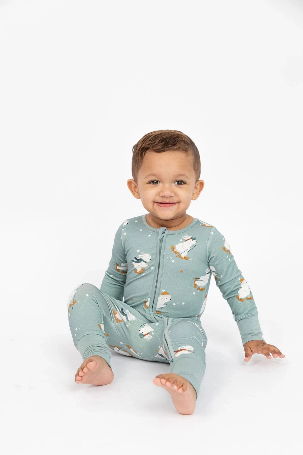 Snow Bunny - Blue Footless Zip Romper 5 Snow Bunny - Blue Footless Zip Romper - Image 3