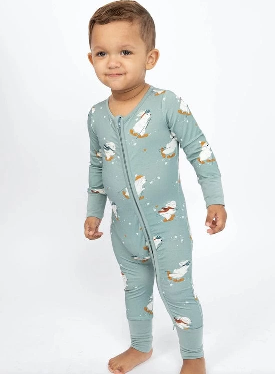 Snow Bunny - Blue Footless Zip Romper 7 Snow Bunny - Blue Footless Zip Romper - Image 5