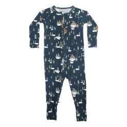 Snowy Village Ribbed Zip Romper